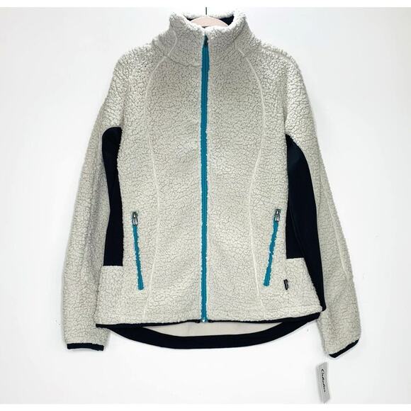 CABELA'S Sarasota Jacket Women Medium Eggshell Fleece Full Zip *Oversized* NWT - Picture 1 of 7